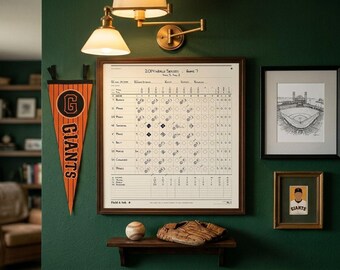 Carte de score personnalisée pour la fête des pères des Giants, cadeau de baseball calligraphié à la main, téléchargement numérique
