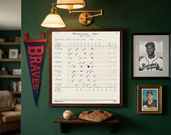 Carte de score personnalisée pour papa des Braves, cadeau de baseball calligraphié à la main, cadeau pour la fête des pères des Braves, téléchargement numérique