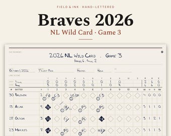 Braves Win the 2026 NL Wild Card Series, Game 3 Scorecard Print vs Phillies, Atlanta Braves Baseball Wall Art Gift (Digital Download)