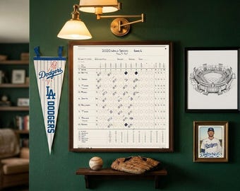 Affiche du match des Dodgers pour la naissance de l'enfant, illustration personnalisée pour chambre d'enfant sur le thème du baseball, cadeau de naissance Dodgers, téléchargement numérique