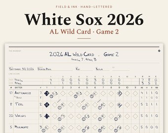 White Sox Win the 2026 AL Wild Card Series, Game 2 Scorecard Print vs Astros, Chicago White Sox Baseball Wall Art Gift (Digital Download)