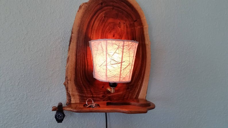 Bedside lamp live edge monkey pod Edison lamp with ...