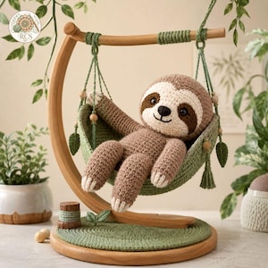Crochet Sloth Amigurumi Pattern, Lazy Sloth Hammock, Animal PDF (Digital Download)