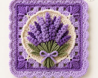 3D Lavender Granny Square Crochet Pattern | Floral Blanket Motif (PDF Download)
