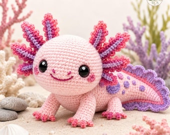 Water Dragon Axolotl Crochet Pattern | Amigurumi Plushie Tutorial (PDF Download)