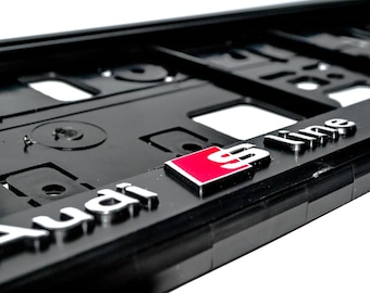 Cornici portatarga Audi S Line (set da 2) – Plastica ABS conforme agli standard UE