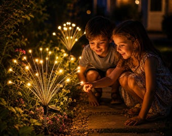 Solar Firefly Garden Lights | Swaying Solar Pathway Lights Outdoor | Waterproof Warm White Landscape Lights | Patio Yard Decor