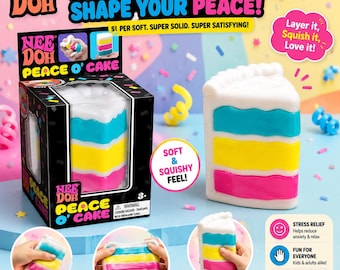 NeeDoh Peace O' Cake Sensory Squishy Toy | Layered Rainbow Fidget Stress Relief