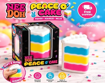 Squishy molle de Nee Doh Peace O' Cake | Anti-stress en couches arc-en-ciel Fidget