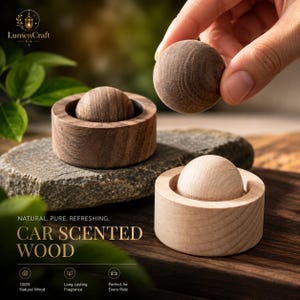 Wooden Essential Oil Car Diffuser, Natural Wood Aroma Diffuser, Car Air Freshener, Scent Ball Diffuser, Home Office Decor Gift