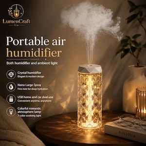 400 ml kryształowy nawilżacz powietrza USB dyfuzor olejków eterycznych lampka nocna RGB generator mgiełki aromaterapeutycznej do sypialni, biura, domu, samochodu, prezent