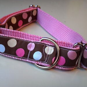 Blondie's Pink Polka Dots 1" Martingale Collar