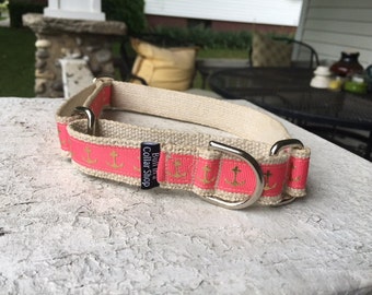 Golden Anchors on Hemp 1" Martingale Collar