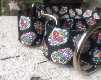 Sugar Skulls - Black - 1" Plain Nylon