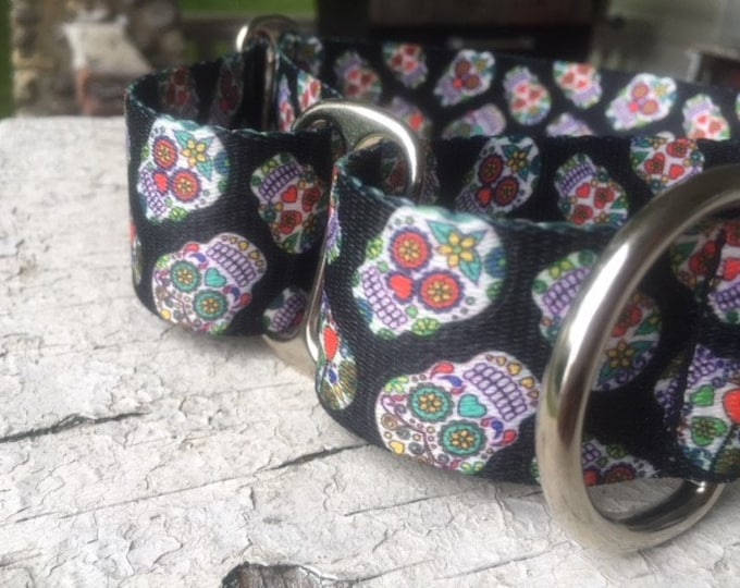 Sugar Skulls - Black - 1" Plain Nylon