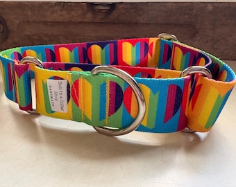 XL - Rainbow Hearts - 1.5" Plain Nylon