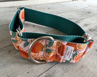 Orange Blossoms on Jade 1.5" Martingale Collar