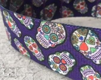 Purple Sugar Skull Webbing, 1"
