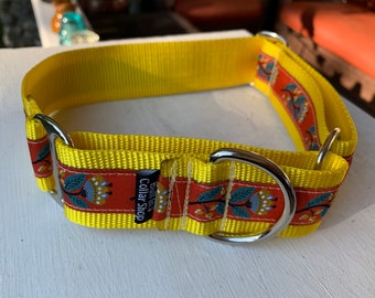 Folk Blooms on Yellow -  1.5" Martingale Collar