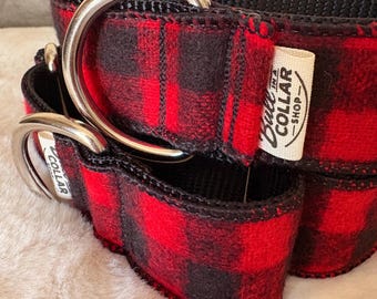 The Lumberjack Plaid Flannel - Red -  1.5" Martingale Collar