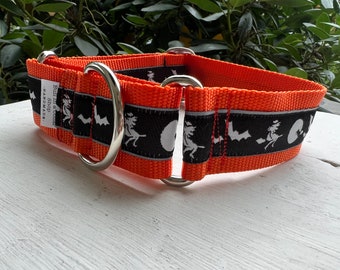 Witches, We Fly! - Orange -  1.5" Martingale Collar