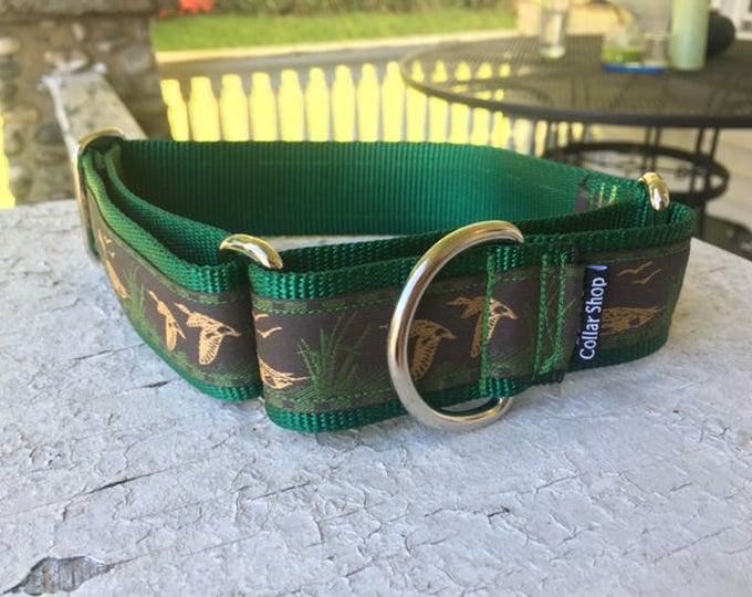 Green Ducks for Memphis  1.5" Martingale Collar