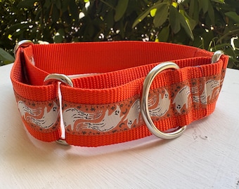 Ghosts - Orange -  1.5" Martingale Collar