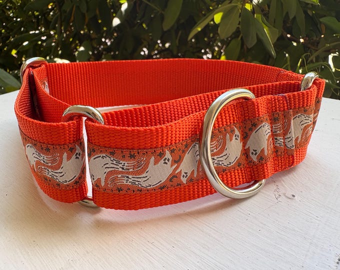 Ghosts - Orange -  1.5" Martingale Collar