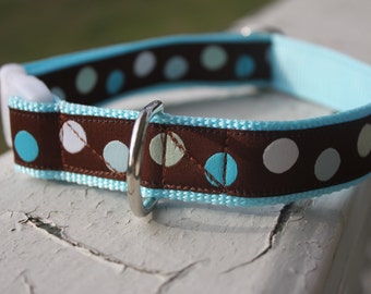 Henry's Blue Polka Dots 1" Buckle Collar