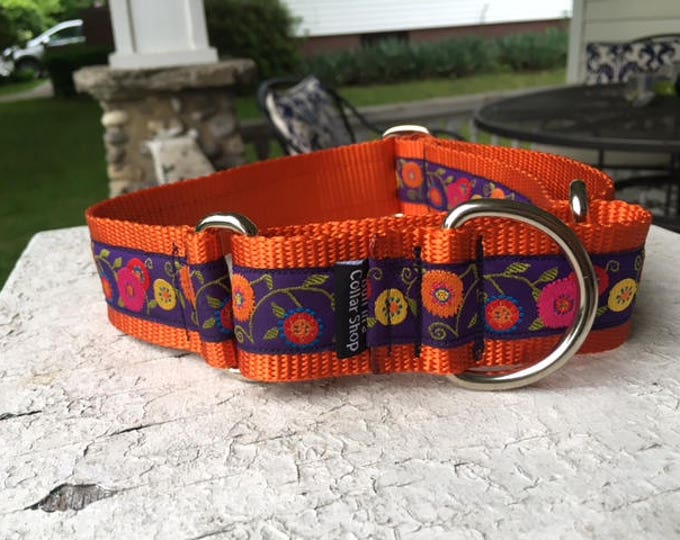 Olive's Garden on Orange - 1.5" Martingale Collar