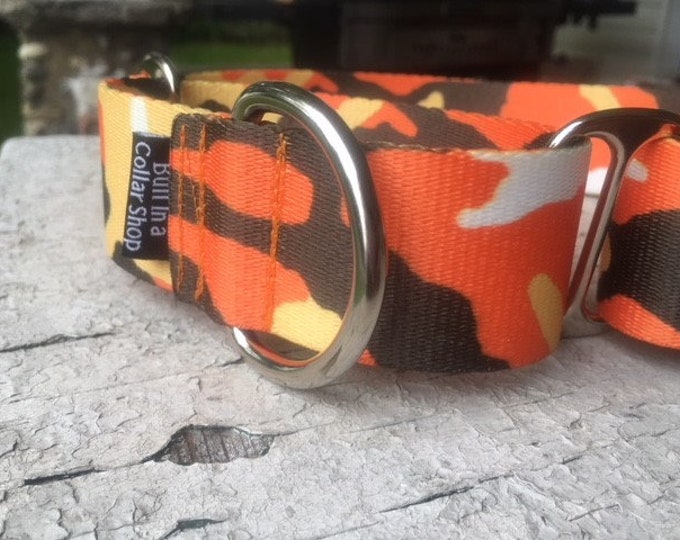 Orange Camo - 1" Plain Nylon