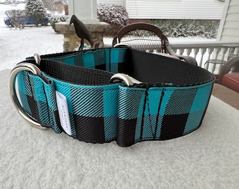 The Lumberjack Light Blue Plaid  1.5" Martingale Collar