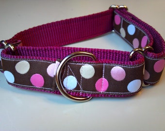 Bailey's Raspberry Polka Dots 1" Martingale Collar
