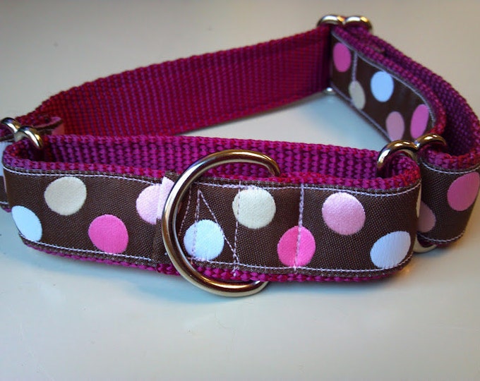 Bailey's Raspberry Polka Dots 1" Martingale Collar