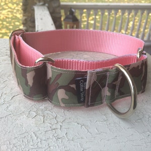 Coco Chanel Pink Camo - 1.5&quot; Martingale Collar