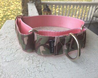 Coco Chanel Pink Camo - 1.5" Martingale Collar