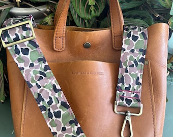 Bag Strap: Forest Camo on Burgundy