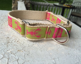 Lexie's Nautical Lobstah on Hemp 1" Martingale Collar