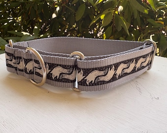 Ghosts - Black on Gray -  1.5" Martingale Collar