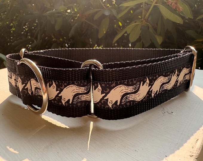 Ghosts - Black -  1.5" Martingale Collar