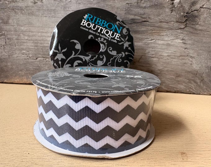 Navy/White Chevron Grosgrain Ribbon, 1.5" - 24 ft