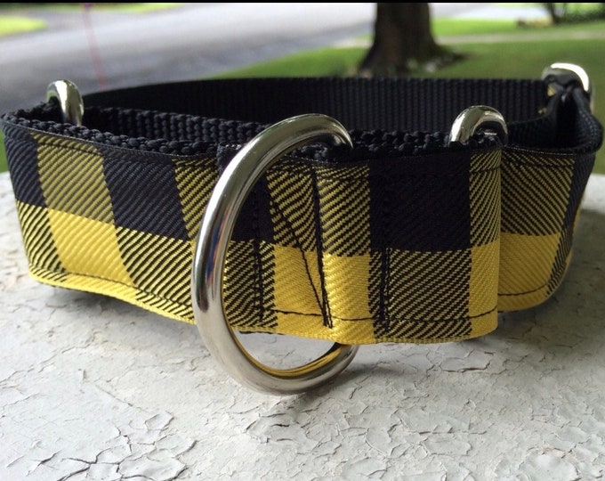 The Lumberjack Yellow Plaid  1.5" Martingale Collar