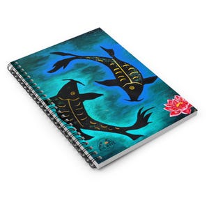 Koi Fish Illustration Spiral Notebook | Ruled Journal