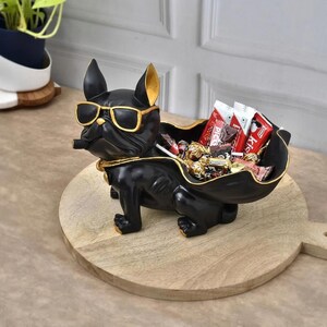 Decorative Bulldog Sculpture with Storage - Unique Living Room Figurine & Storage Solution