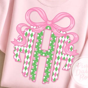 Pink Golf Scalloped Monogram Kit, Pink Bow Sport, Coquette Tshirt Sublimation (PNG Instant Download)