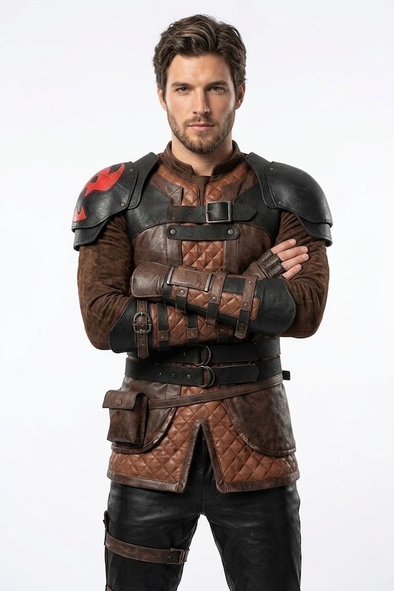 Hiccup Cosplay Costume Leather Armor | How to Train Your Dragon Flight Suit | Men's Dragon Rider Jerkin with Pauldrons