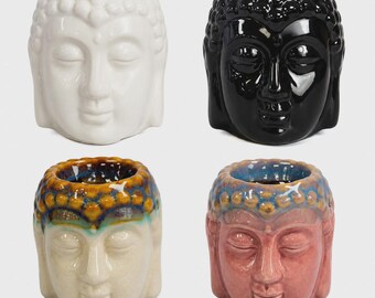 Buddha Duftlampe aus Keramik | Ölbrenner für Duftöl & Wax Melts | Aromalampe | Zen Deko | Meditation Geschenk | 4 Farben