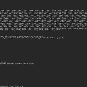 May include: A dark gray computer screen displaying lines of white programming code. The text includes arrays of numbers, variable names like Vert Strength, Horiz Recoil, and mod names such as Aimbot A4, Rotational AA, and Strafe Assist V2.