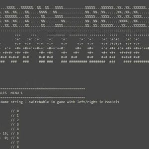 Op de afbeelding: Een donkergrijs digitaal tekstdocument met programmeercode getiteld FLOATYS REVENGE V8. De tekst bevat een menu met instelbare variabelen met integer-definities voor instellingen zoals DeadZone, drop_shot_hold en diverse aim assist-parameters.