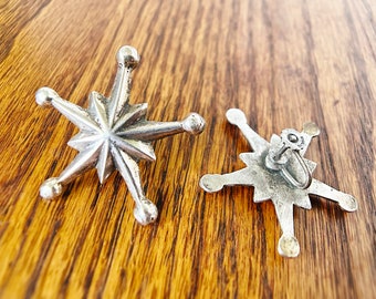 Vintage Sterling Silver Star Burst Earrings screw back 24 grams